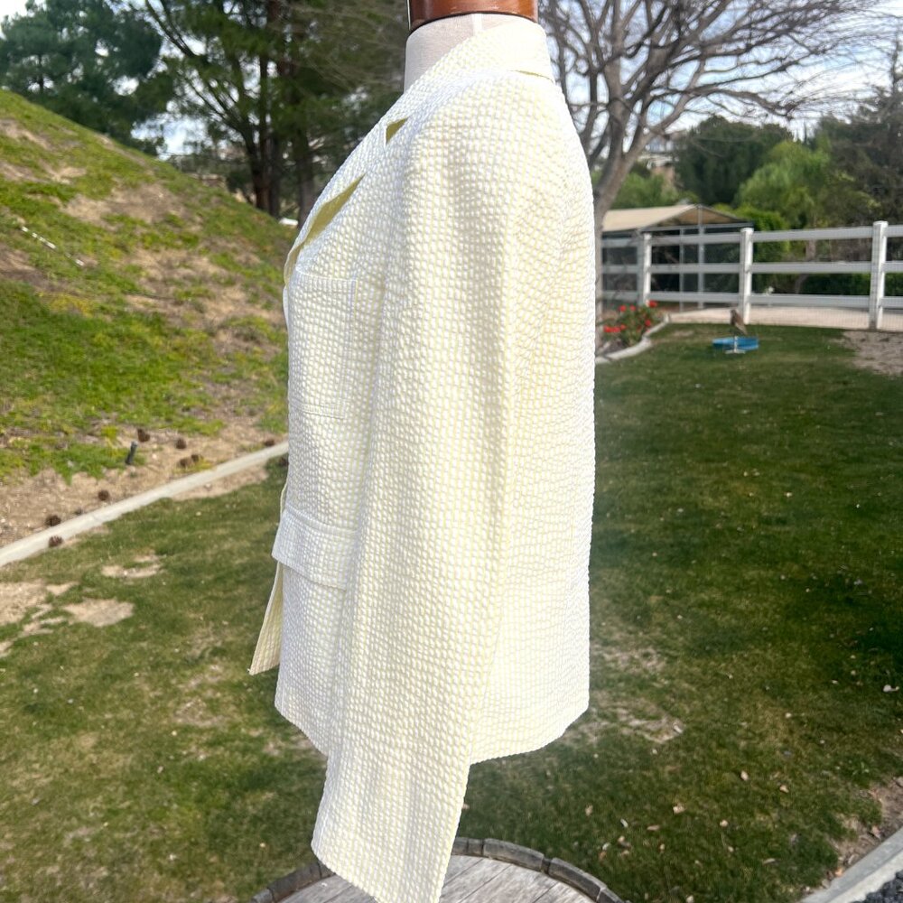Seersucker Pastel Yellow Stripe Blazer - Size Small/Medium -Jennifer & Grace - Picture 3 of 8